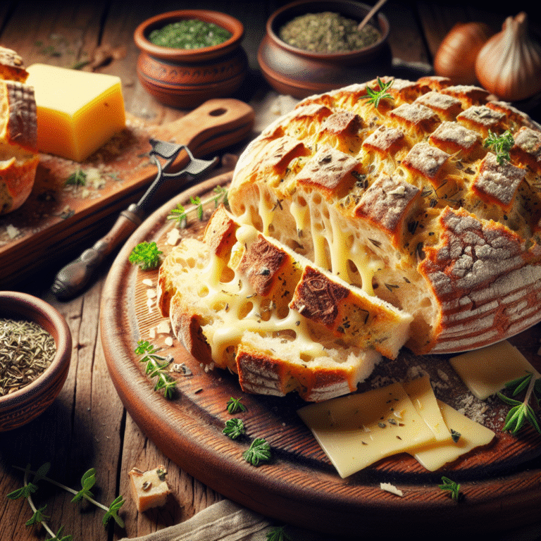 Delícias de Pão Caseiro com Queijo e Ervas para Acompanhar